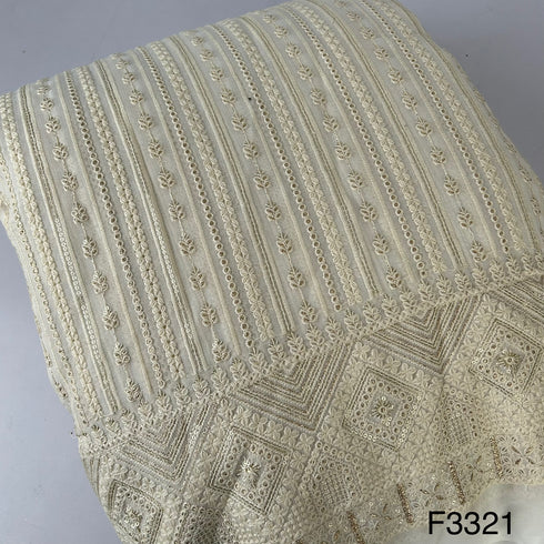 Dyeable Thread Embroidered Georgette Fabric-F3321